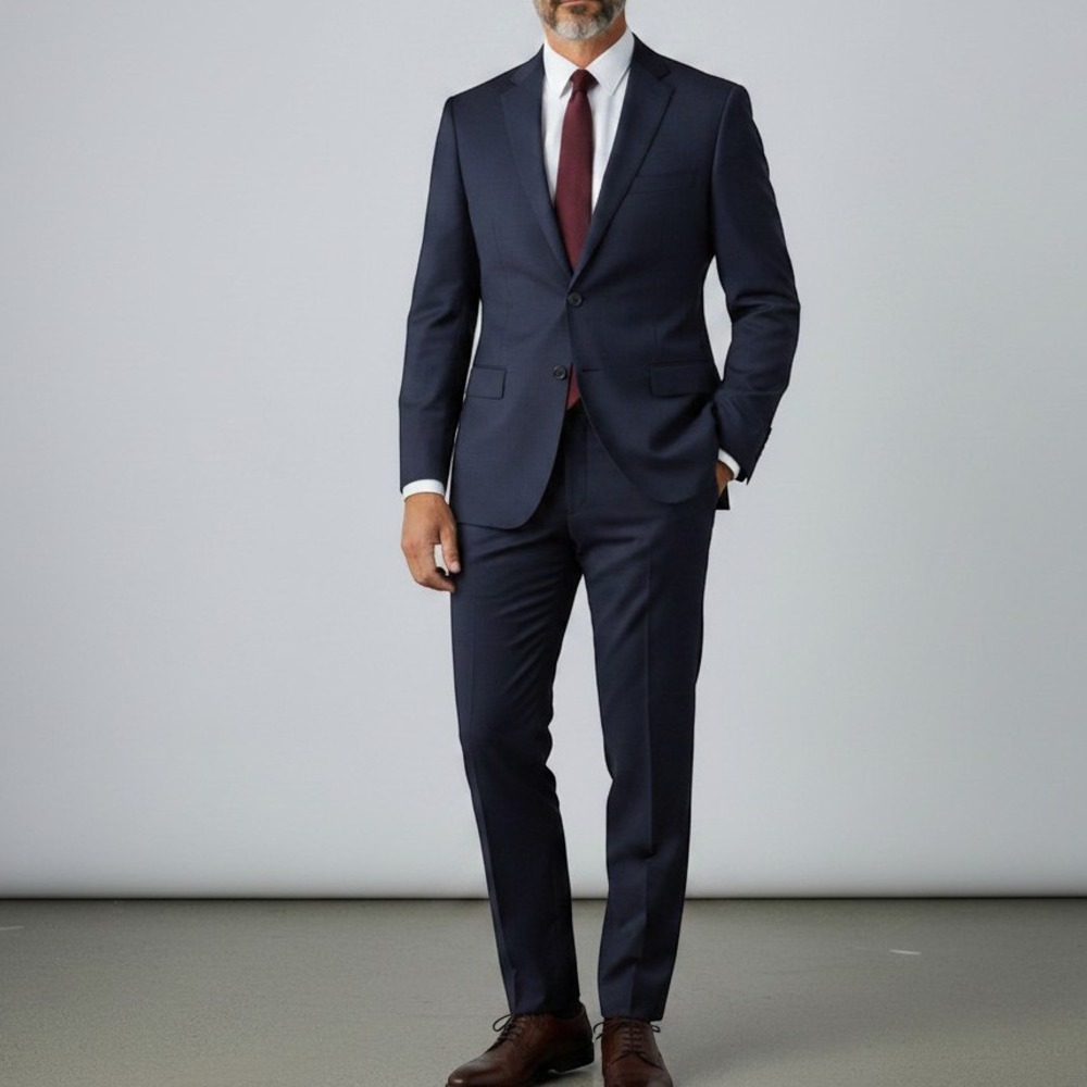 Title Option 1 Cosani Mens 52R Navy Blue 100% Wool 2 Piece Suit